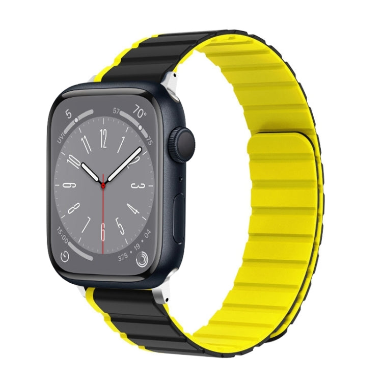 For Apple Watch Series 8 45mm ZGA Two Color Magnetic Silicone Watch Band(Grey+Yellow) - Watch Bands by ZGA | Online Shopping South Africa | PMC TechLife | Buy Now Pay Later Mobicred