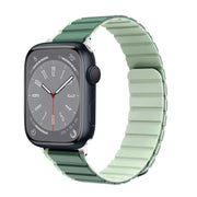 For Apple Watch Series 8 45mm ZGA Two Color Magnetic Silicone Watch Band(Dark Green+Light Green)