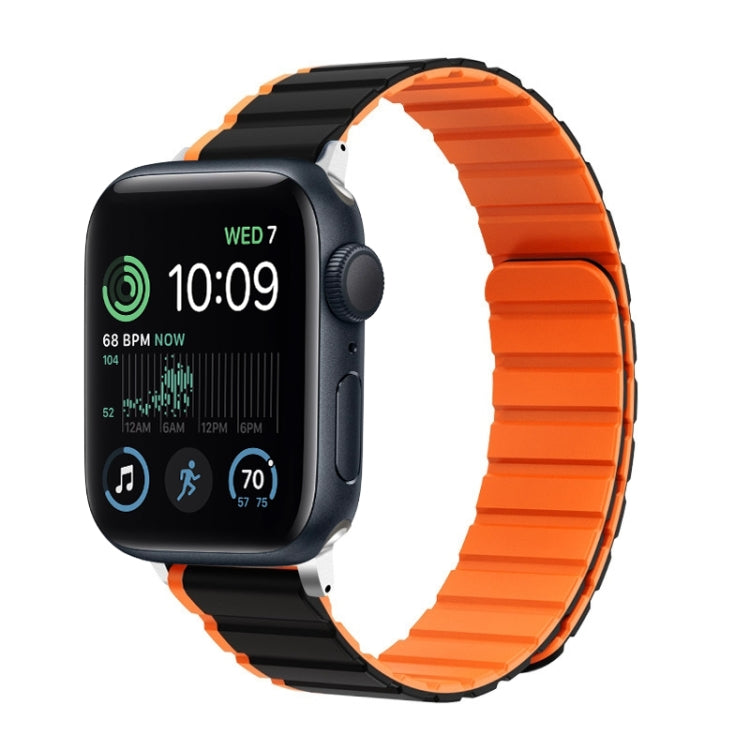 For Apple Watch SE 2022 44mm ZGA Two Color Magnetic Silicone Watch Band(Black+Orange) - Watch Bands by ZGA | Online Shopping South Africa | PMC TechLife | Buy Now Pay Later Mobicred