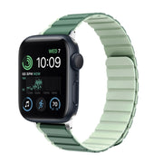For Apple Watch SE 2022 44mm ZGA Two Color Magnetic Silicone Watch Band(Dark Green+Light Green)