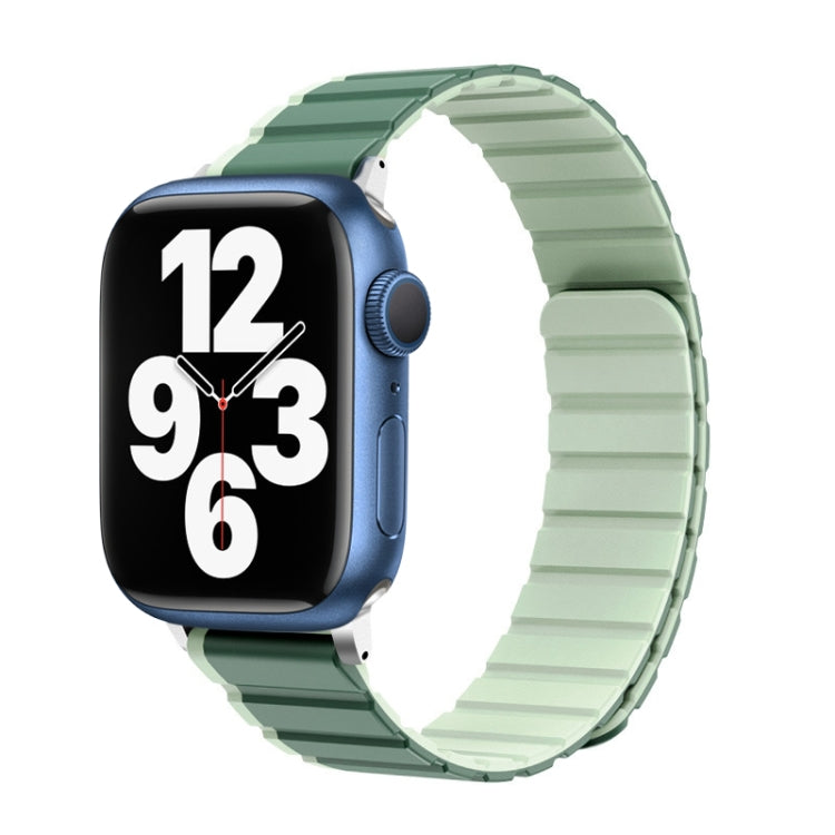 For Apple Watch Series 7 45mm ZGA Two Color Magnetic Silicone Watch Band(Dark Green+Light Green) - Watch Bands by ZGA | Online Shopping South Africa | PMC TechLife | Buy Now Pay Later Mobicred