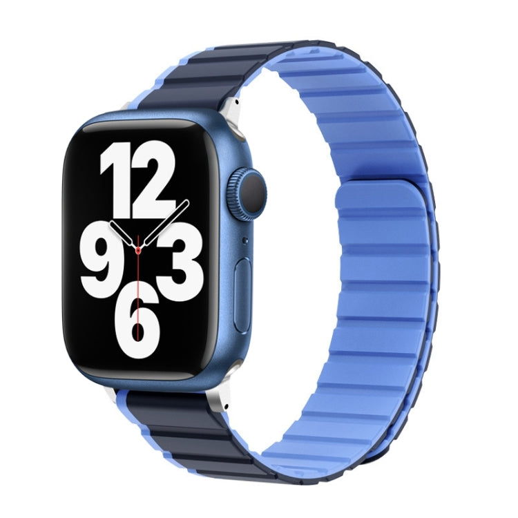 For Apple Watch Series 7 45mm ZGA Two Color Magnetic Silicone Watch Band(Dark Blue+Light Blue) - Watch Bands by ZGA | Online Shopping South Africa | PMC TechLife | Buy Now Pay Later Mobicred