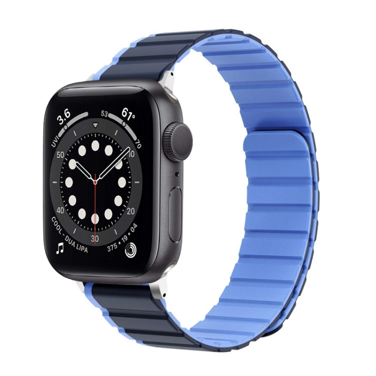 For Apple Watch Series 6 44mm ZGA Two Color Magnetic Silicone Watch Band(Dark Blue+Light Blue) - Watch Bands by ZGA | Online Shopping South Africa | PMC TechLife | Buy Now Pay Later Mobicred