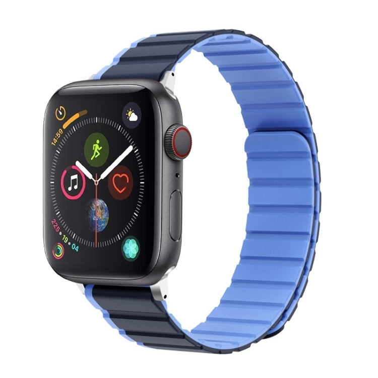 For Apple Watch Series 4 44mm ZGA Two Color Magnetic Silicone Watch Band(Dark Blue+Light Blue) - Watch Bands by ZGA | Online Shopping South Africa | PMC TechLife | Buy Now Pay Later Mobicred