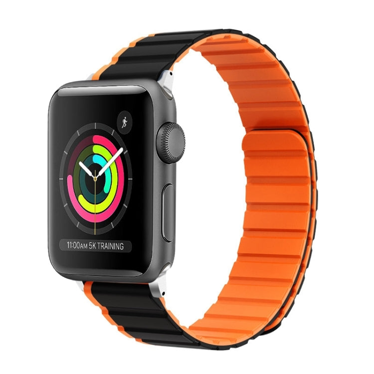 For Apple Watch Series 3 42mm ZGA Two Color Magnetic Silicone Watch Band(Black+Orange) - Watch Bands by ZGA | Online Shopping South Africa | PMC TechLife | Buy Now Pay Later Mobicred
