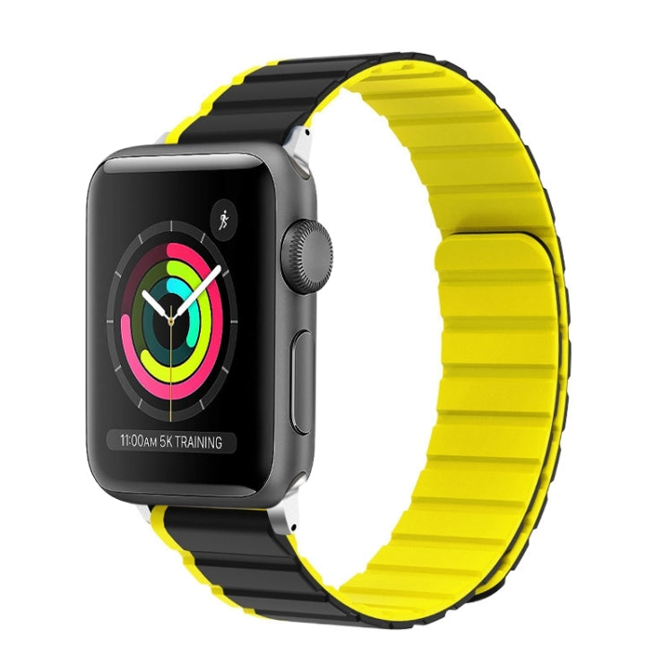 For Apple Watch Series 3 42mm ZGA Two Color Magnetic Silicone Watch Band(Grey+Yellow) - Watch Bands by ZGA | Online Shopping South Africa | PMC TechLife | Buy Now Pay Later Mobicred