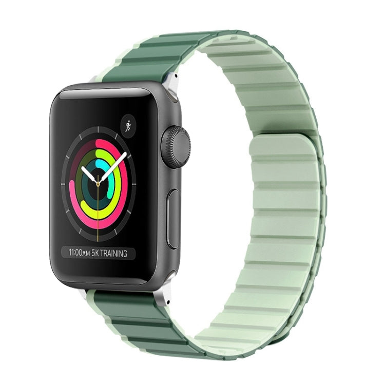 For Apple Watch Series 3 42mm ZGA Two Color Magnetic Silicone Watch Band(Dark Green+Light Green) - Watch Bands by ZGA | Online Shopping South Africa | PMC TechLife | Buy Now Pay Later Mobicred