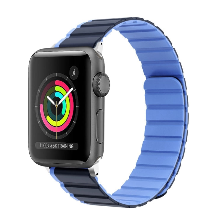 For Apple Watch Series 3 42mm ZGA Two Color Magnetic Silicone Watch Band(Dark Blue+Light Blue) - Watch Bands by ZGA | Online Shopping South Africa | PMC TechLife | Buy Now Pay Later Mobicred