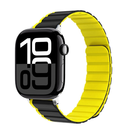 For Apple Watch Series 10 42mm ZGA Two Color Magnetic Silicone Watch Band(Grey+Yellow) - Watch Bands by ZGA | Online Shopping South Africa | PMC Jewellery | Buy Now Pay Later Mobicred