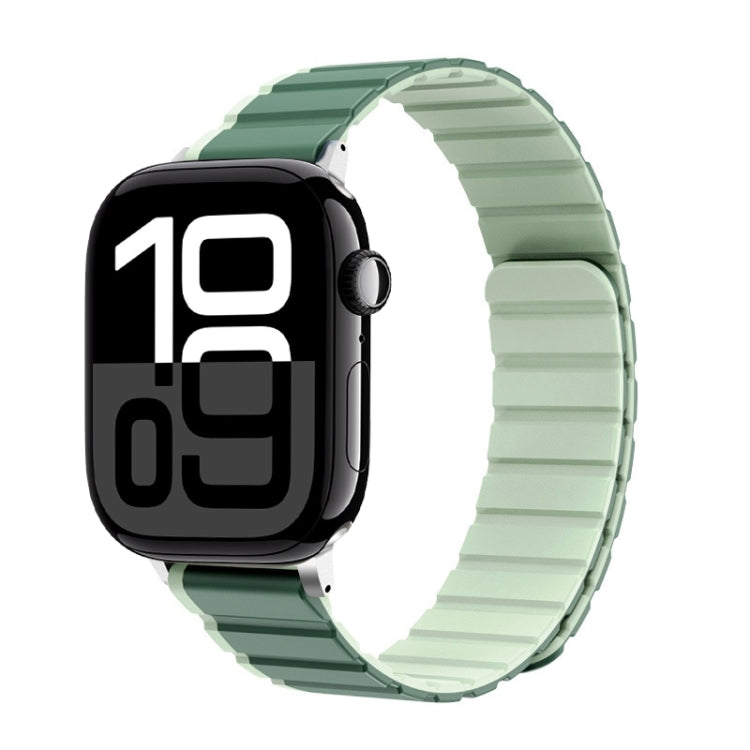For Apple Watch Series 10 42mm ZGA Two Color Magnetic Silicone Watch Band(Dark Green+Light Green) - Watch Bands by ZGA | Online Shopping South Africa | PMC TechLife | Buy Now Pay Later Mobicred