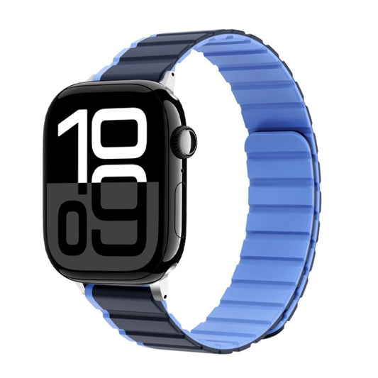 For Apple Watch Series 10 42mm ZGA Two Color Magnetic Silicone Watch Band(Dark Blue+Light Blue) - Watch Bands by ZGA | Online Shopping South Africa | PMC Jewellery | Buy Now Pay Later Mobicred