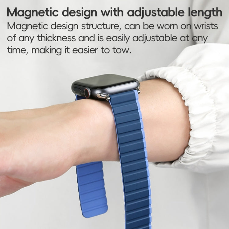 For Apple Watch Series 4 44mm ZGA Two Color Magnetic Silicone Watch Band(Dark Blue+Light Blue) - Watch Bands by ZGA | Online Shopping South Africa | PMC TechLife | Buy Now Pay Later Mobicred