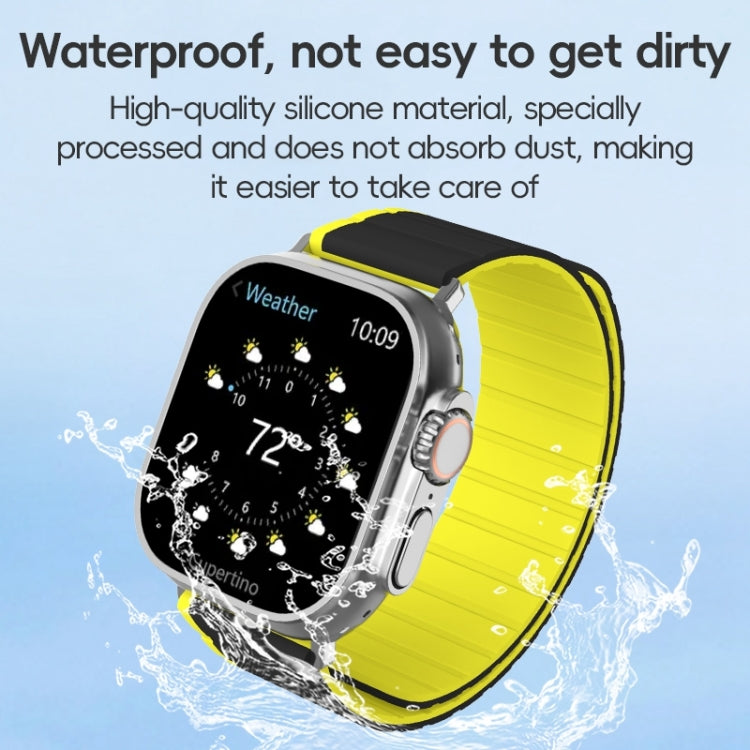 For Apple Watch Series 10 46mm ZGA Two Color Magnetic Silicone Watch Band(Grey+Yellow)