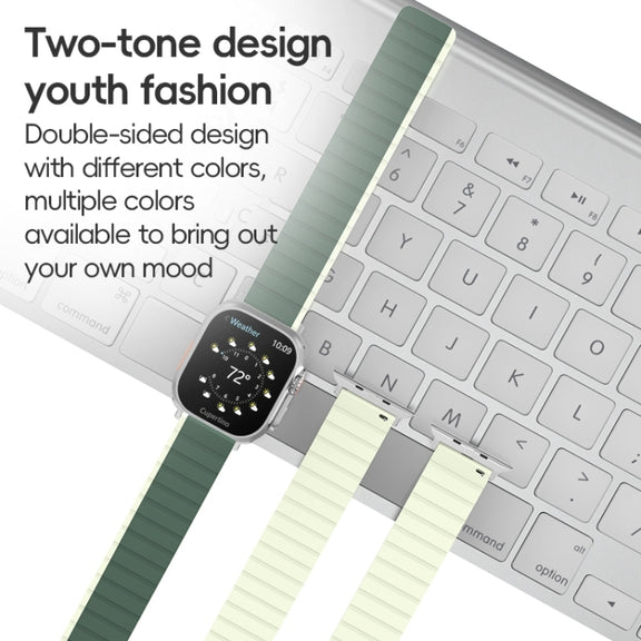 For Apple Watch Series 10 46mm ZGA Two Color Magnetic Silicone Watch Band(Grey+Yellow)