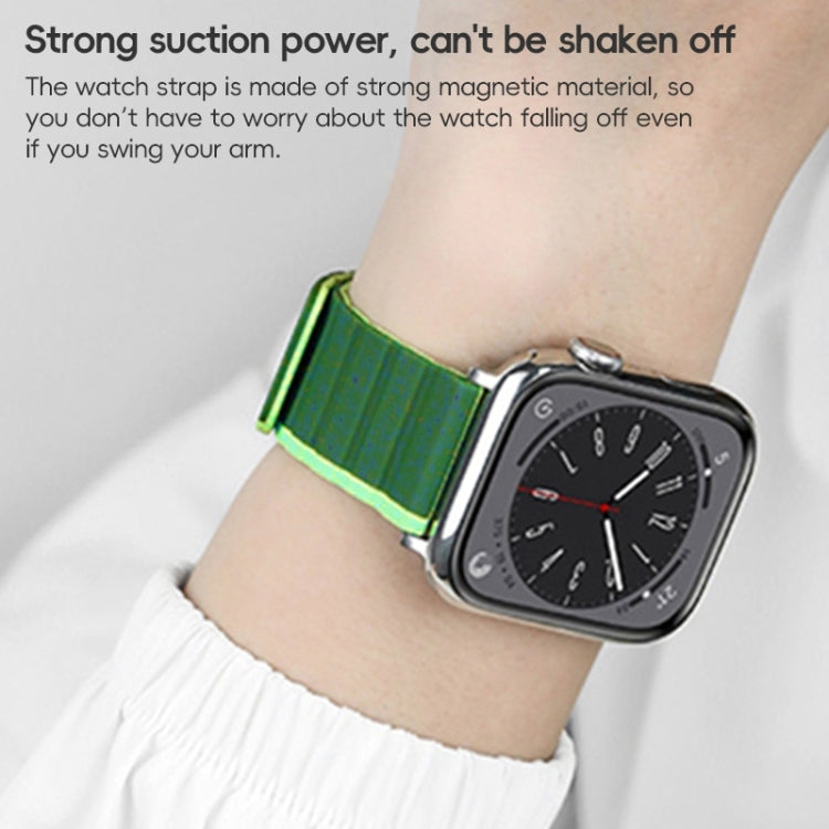 For Apple Watch 42mm ZGA Two Color Magnetic Silicone Watch Band(Dark Green+Light Green) - Watch Bands by ZGA | Online Shopping South Africa | PMC TechLife | Buy Now Pay Later Mobicred