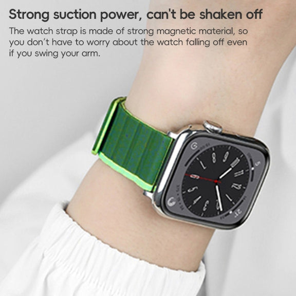 For Apple Watch Series 10 42mm ZGA Two Color Magnetic Silicone Watch Band(Dark Blue+Light Blue)