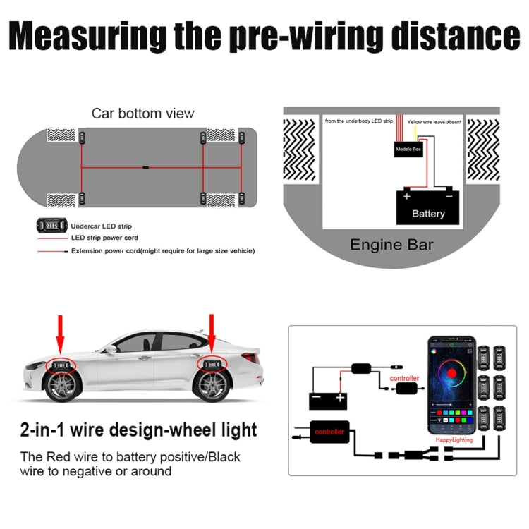 6 in 1 G6 RGB Colorful Car Chassis Light LED Music Atmosphere Light With 24-Button Remote Control - Atmosphere lights by PMC TechLife | Online Shopping South Africa | PMC TechLife | Buy Now Pay Later Mobicred