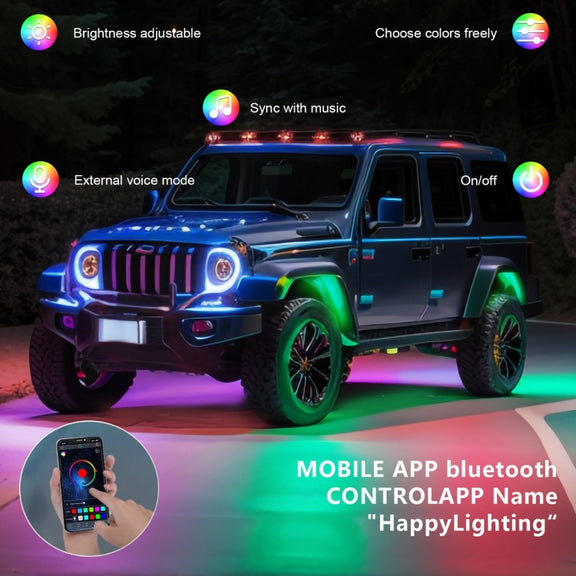 6 in 1 G6 RGB Colorful Car Chassis Light LED Music Atmosphere Light With 24-Button Remote Control