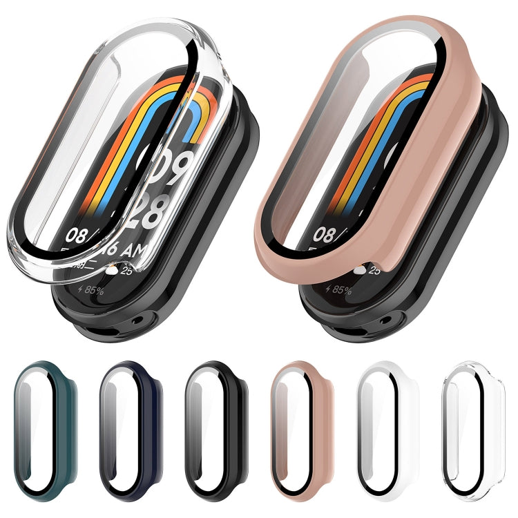For Xiaomi Mi Band 8 PC + Tempered Film Integrated Protective Watch Case(Pink)