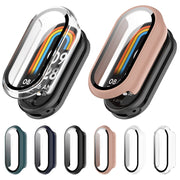 For Xiaomi Mi Band 8 PC + Tempered Film Integrated Protective Watch Case(Transparent White)