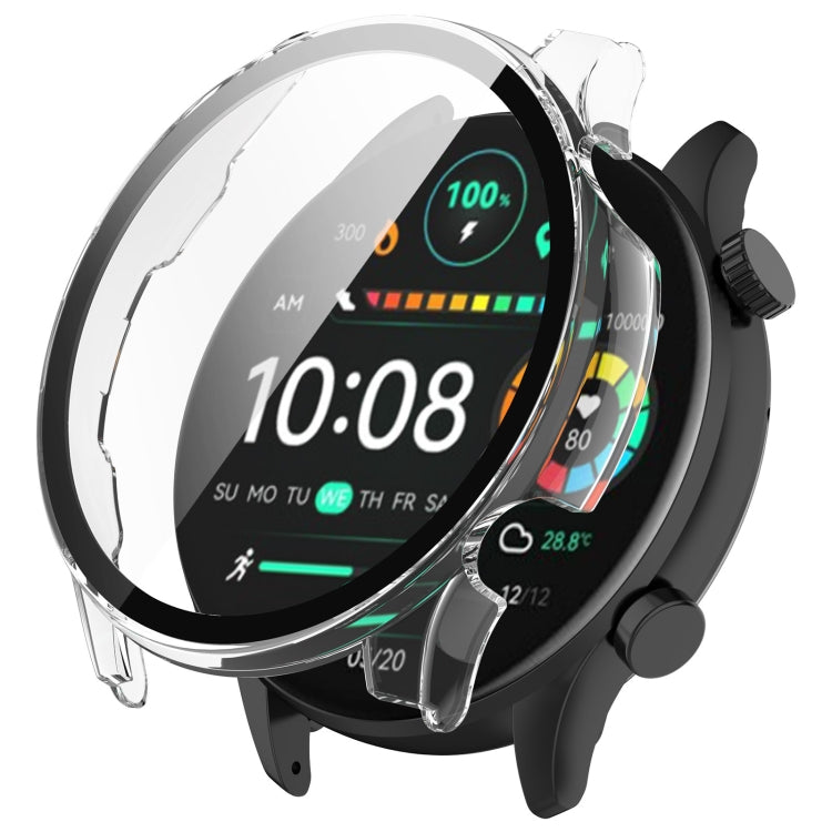 For Xiaomi Haylou RT3 / Solar Plus LS16 PC + Tempered Film Integrated Watch Protective Case(Transparent White) - Watch Cases by PMC TechLife | Online Shopping South Africa | PMC TechLife