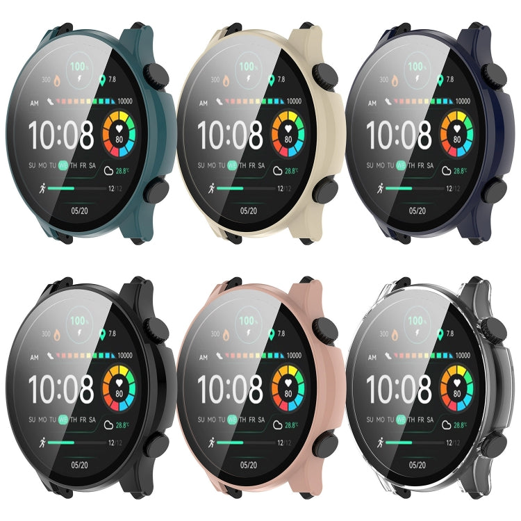 For Xiaomi Haylou RT3 / Solar Plus LS16 PC + Tempered Film Integrated Watch Protective Case(Pink)