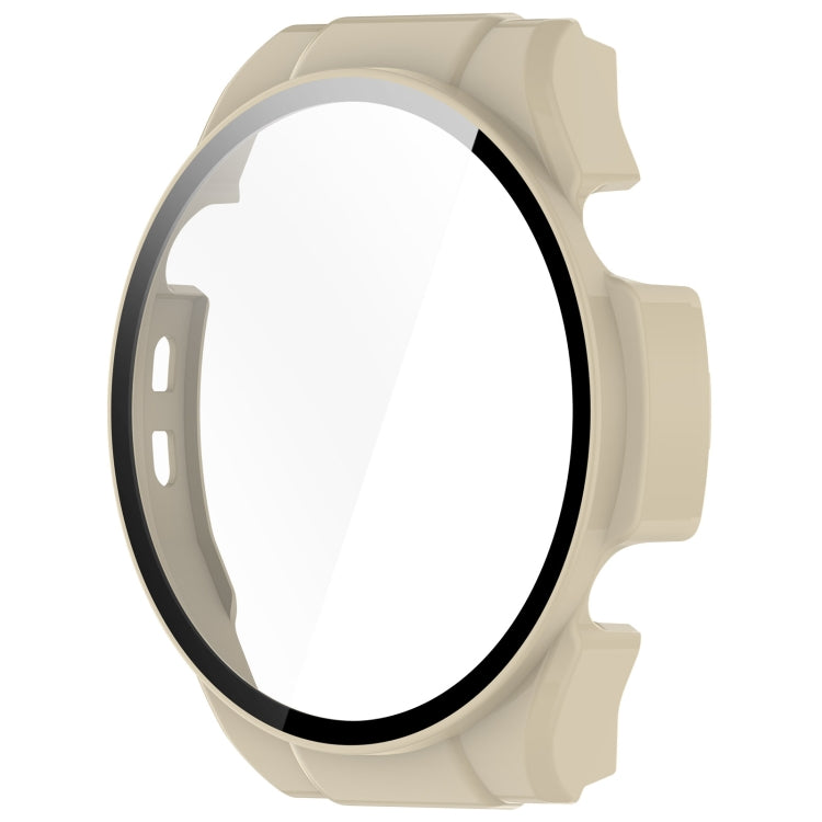 For Xiaomi Haylou Watch R8 PC + Tempered Film Integrated Watch Protective Case(Ivory White) - Watch Cases by PMC TechLife | Online Shopping South Africa | PMC TechLife