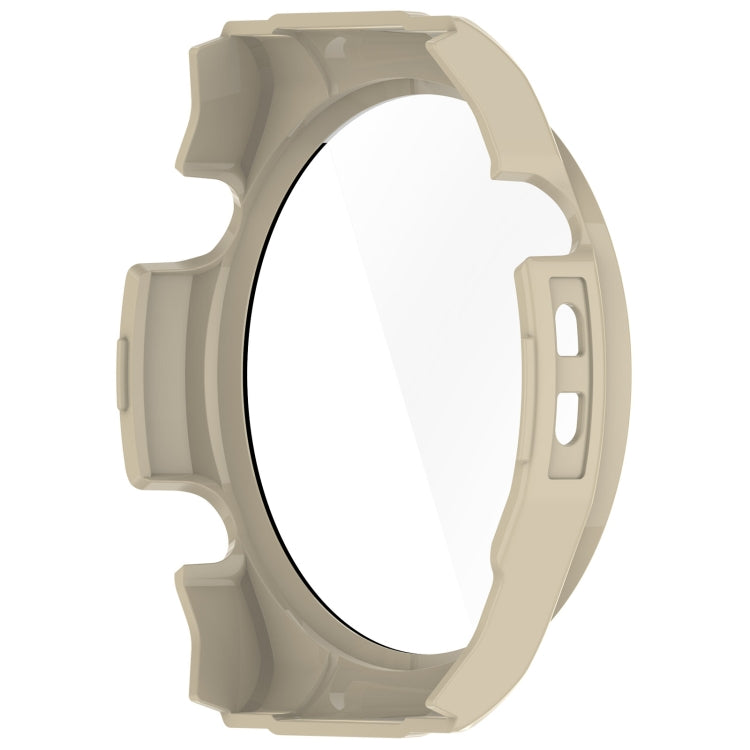 For Xiaomi Haylou Watch R8 PC + Tempered Film Integrated Watch Protective Case(Ivory White) - Watch Cases by PMC TechLife | Online Shopping South Africa | PMC TechLife