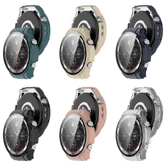 For Xiaomi Haylou Watch R8 PC + Tempered Film Integrated Watch Protective Case(Ink Blue)