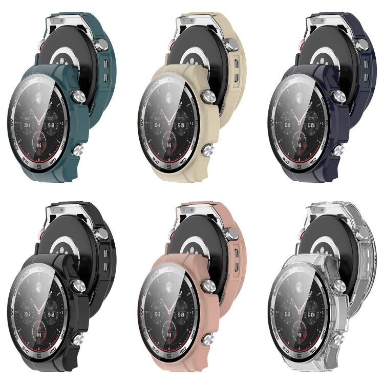For Xiaomi Haylou Watch R8 PC + Tempered Film Integrated Watch Protective Case(Ink Blue)