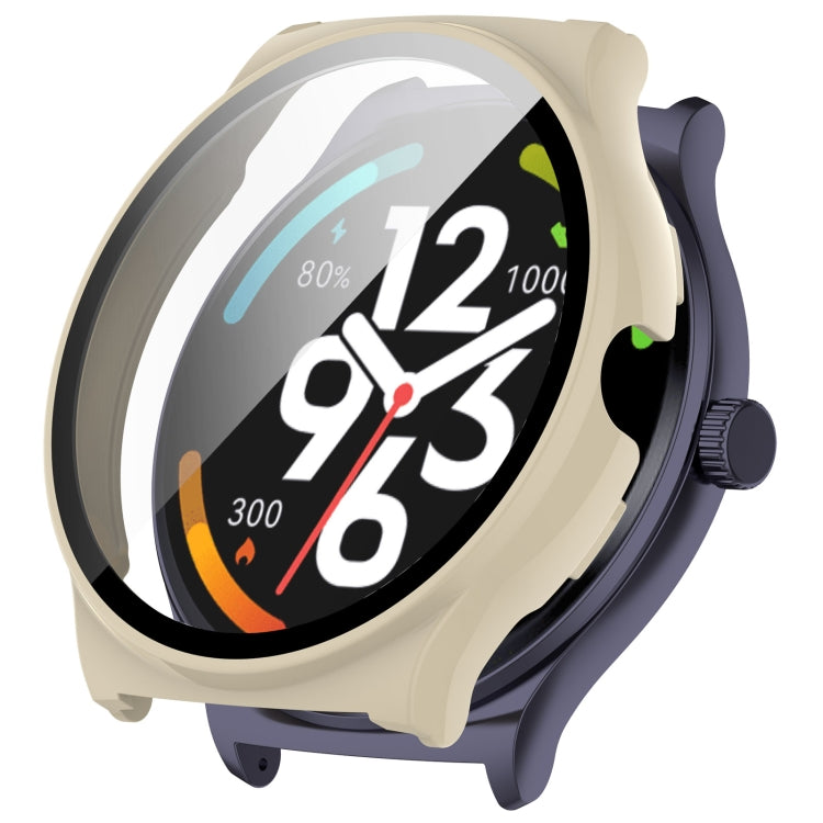 For Xiaomi Haylou Solar Lite R001 PC + Tempered Film Integrated Watch Protective Case(Ivory White) - Watch Cases by PMC TechLife | Online Shopping South Africa | PMC TechLife
