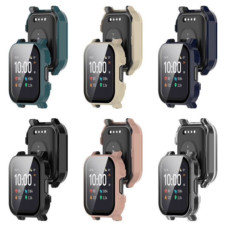 For Xiaomi Haylou Watch 2 LS02 PC + Tempered Film Integrated Watch Protective Case(Pine Green) - Watch Cases by PMC TechLife | Online Shopping South Africa | PMC TechLife