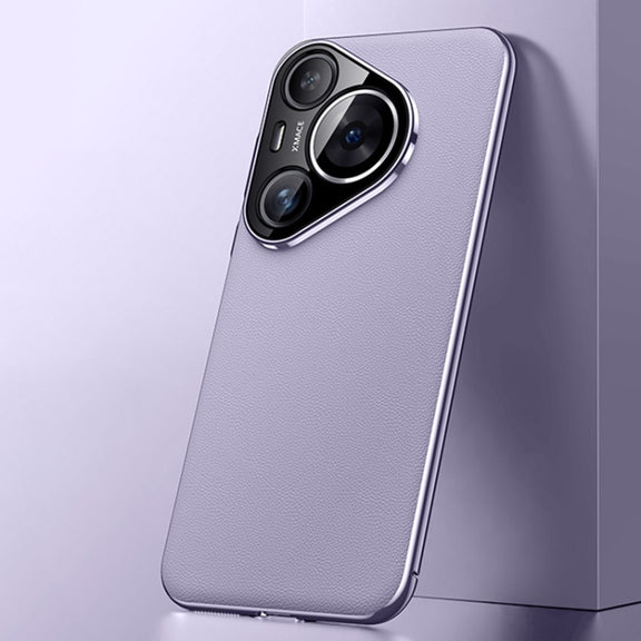 For Huawei Pura 70 Plain Leather Series Shockproof Phone Case(Purple)
