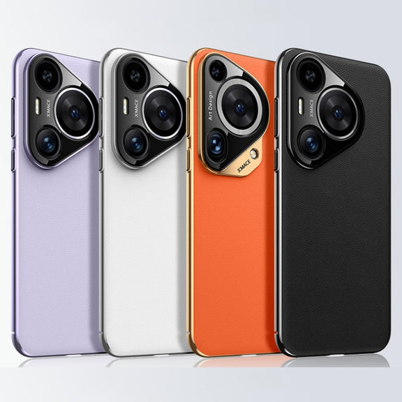 For Huawei Pura 70 Plain Leather Series Shockproof Phone Case(Orange)