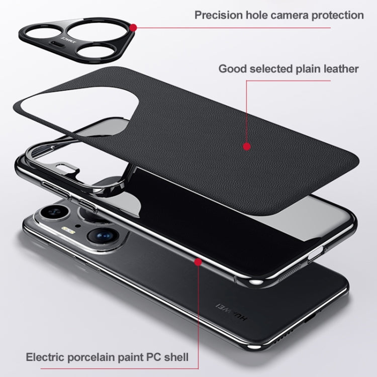 For Huawei Pura 70 Plain Leather Series Shockproof Phone Case(Silver)