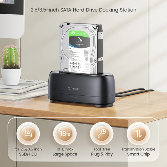 ORICO DD18C3 Single Bay 2.5 & 3.5 inch SATA Drive Docking Station, Plug Type:UK Plug