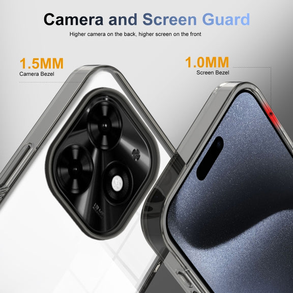 For Tecno Spark Go 2024 / Spark 20 / Pop 8 Anti-slip Clear Acrylic Hybrid TPU Phone Case(Black)