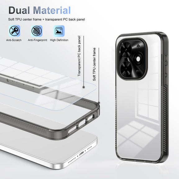 For Tecno Spark Go 2024 / Spark 20 / Pop 8 Anti-slip Clear Acrylic Hybrid TPU Phone Case(Black)