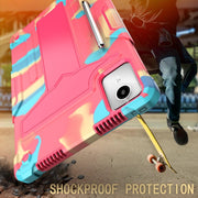 For Lenovo Tab M11/ Xiaoxin Pad 11 2024 T Holder Robot Silicone Hybrid PC Tablet Case(Camouflage Rose Red)