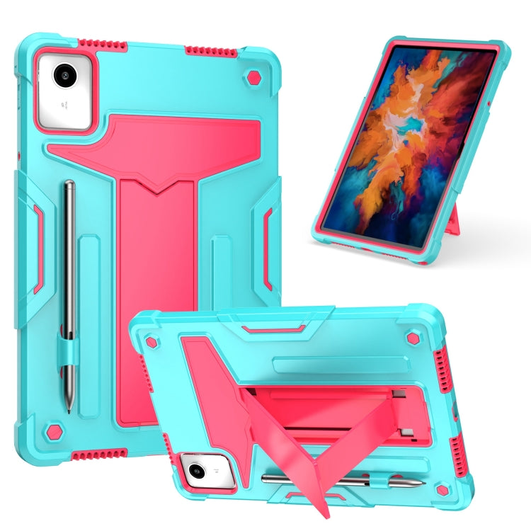 For Lenovo Tab M11/ Xiaoxin Pad 11 2024 T Holder Robot Silicone Hybrid PC Tablet Case(Mint Rose Red) - Lenovo by PMC TechLife | Online Shopping South Africa | PMC TechLife | Buy Now Pay Later Mobicred