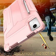 For Lenovo Tab M11/ Xiaoxin Pad 11 2024 T Holder Robot Silicone Hybrid PC Tablet Case(Rose Gold)