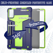 For Lenovo Tab M11/ Xiaoxin Pad 11 2024 T Holder Robot Silicone Hybrid PC Tablet Case(Navy Yellow Green)