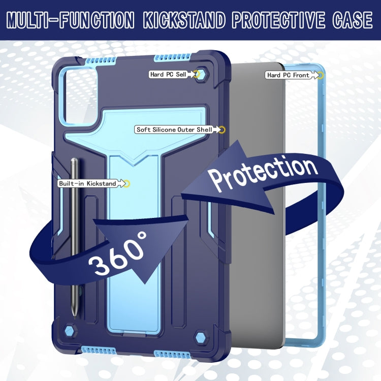 For Lenovo Tab M11/ Xiaoxin Pad 11 2024 T Holder Robot Silicone Hybrid PC Tablet Case(Navy Blue Blue) - Lenovo by PMC TechLife | Online Shopping South Africa | PMC TechLife | Buy Now Pay Later Mobicred