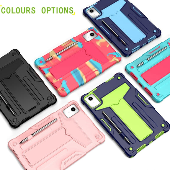 For Lenovo Tab M11/ Xiaoxin Pad 11 2024 T Holder Robot Silicone Hybrid PC Tablet Case(Navy Blue Blue)