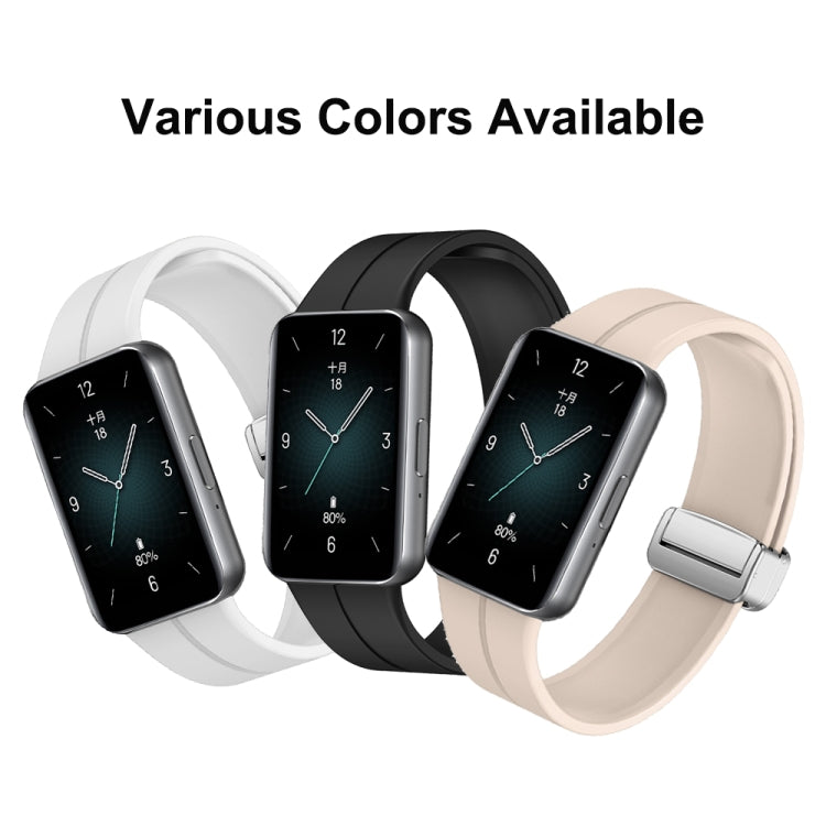 For Honor Band 9 Magnetic Folding Silver Buckle Silicone Watch Band(Green) - Watch Bands by PMC TechLife | Online Shopping South Africa | PMC TechLife