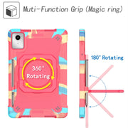 For Lenovo Tab M11/ Xiaoxin Pad 11 2024 Handle Robot Silicone Hybrid PC Tablet Case(Camouflage Rose Red)