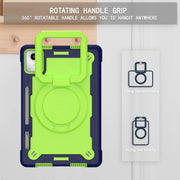 For Lenovo Tab M11/ Xiaoxin Pad 11 2024 Handle Robot Silicone Hybrid PC Tablet Case(Navy Yellow Green)