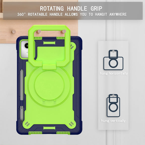 For Lenovo Tab M11/ Xiaoxin Pad 11 2024 Handle Robot Silicone Hybrid PC Tablet Case(Navy Yellow Green)