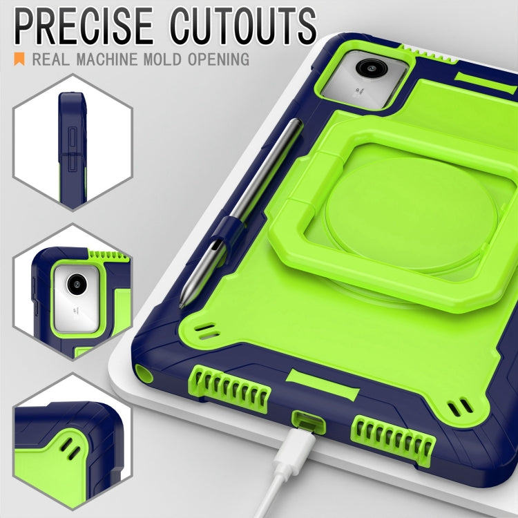 For Lenovo Tab M11/ Xiaoxin Pad 11 2024 Handle Robot Silicone Hybrid PC Tablet Case(Navy Yellow Green)