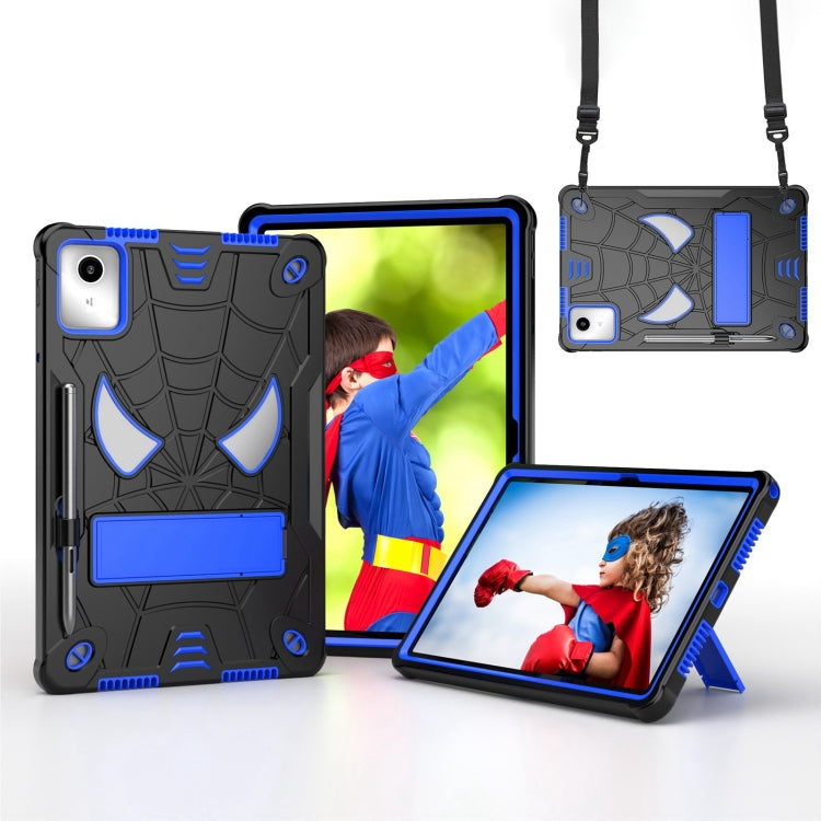 For Lenovo Tab M11/ Xiaoxin Pad 11 2024 Fold-Holder Spider Silicone Hybrid PC Tablet Case(Back Blue) - Lenovo by PMC Jewellery | Online Shopping South Africa | PMC Jewellery | Buy Now Pay Later Mobicred